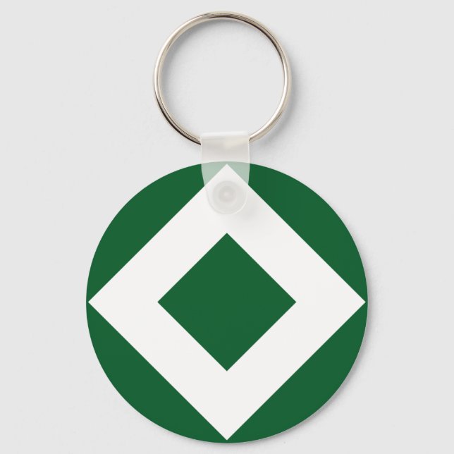 Grüner Diamant, feine weiße Grenze Schlüsselanhänger (Vorderseite)