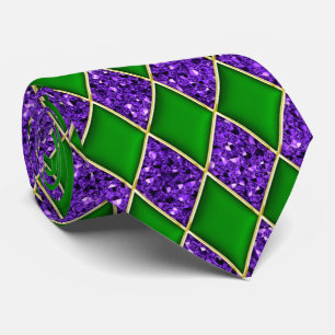 Grüner Diamantlila Sequin-Muster-Karneval-Krawatt Krawatte