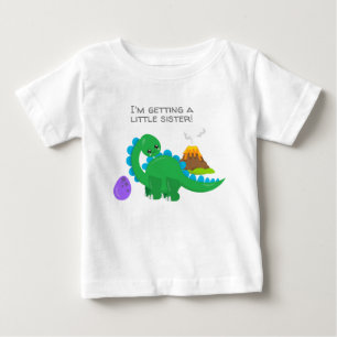 Grüner Dinosaurier bekommt eine kleine Schwester Baby T-shirt