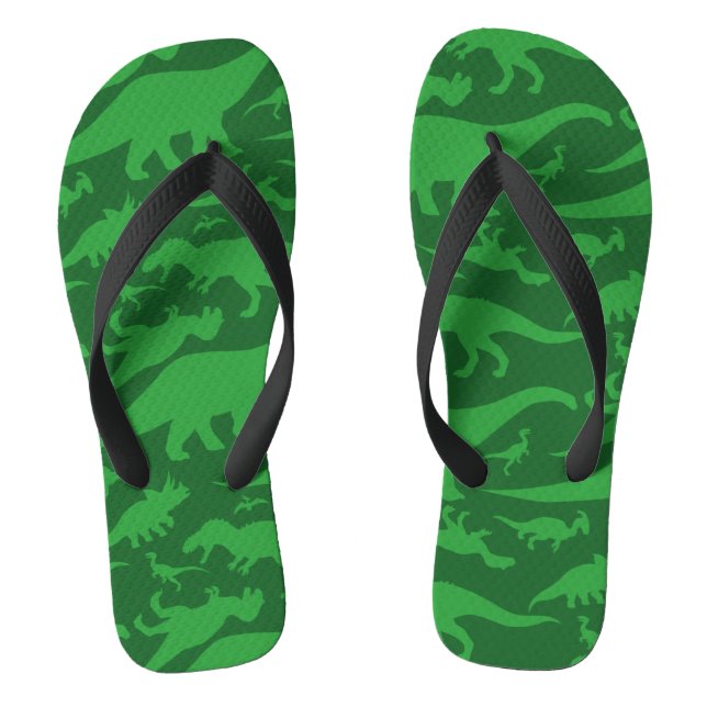 Grüner Dinosaurier-Muster Flip Flops (Fußbett)