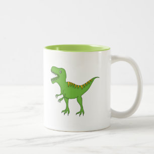 Grüner Dinosaurier+Personifizieren Sie Namen Zweifarbige Tasse