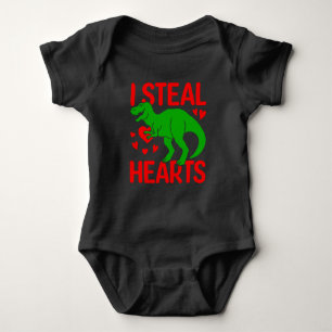 Grüner Dinosaurier Valentinstag Ich stehle Herzen Baby Strampler