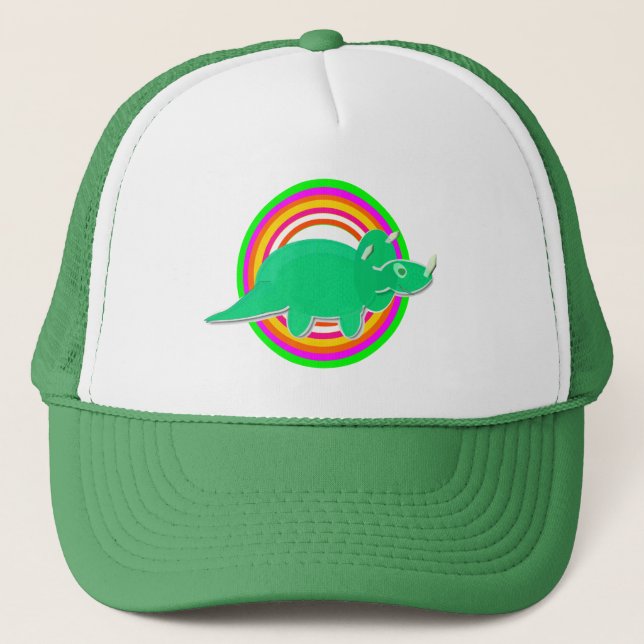 Grüner DinosaurierTriceratops Truckerkappe (Vorderseite)