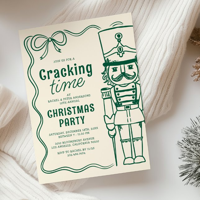 Grüner Doodle-Nussknacker-Weihnachtsfeier Einladung (Von Creator hochgeladen)