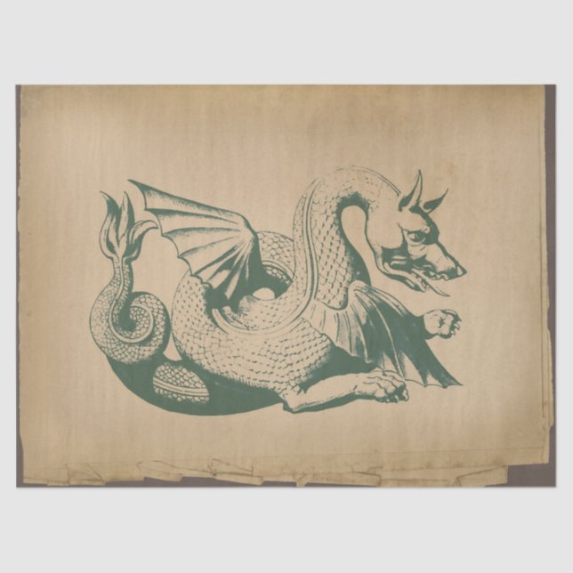 Grüner Drache auf entfesseltem Licht Seidenpapier (Vorderseite)