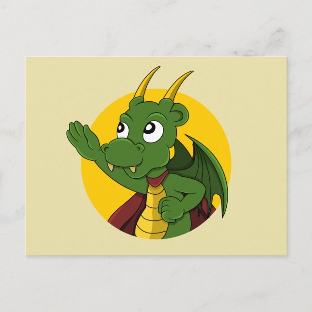 Grüner Drache Cartoon Postkarte (Vorderseite)