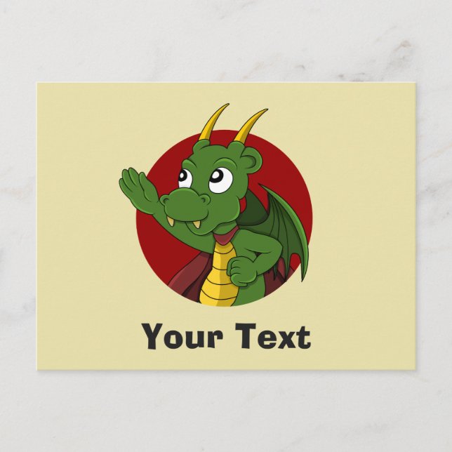 Grüner Drache Cartoon Postkarte (Vorderseite)
