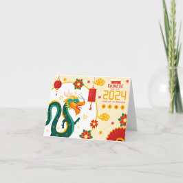 Grüner Drache chinesisches Neujahr 2024 Karte