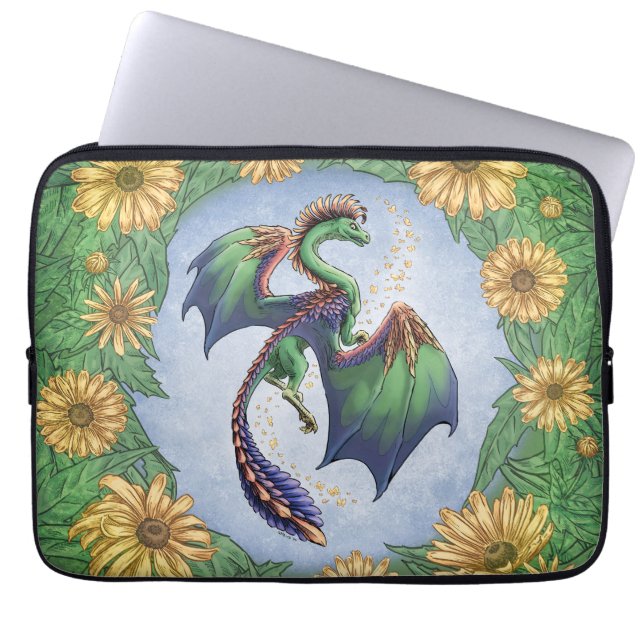 Grüner Drache der Sommer-Natur-Fantasie-Kunst Laptopschutzhülle (Vorderseite)