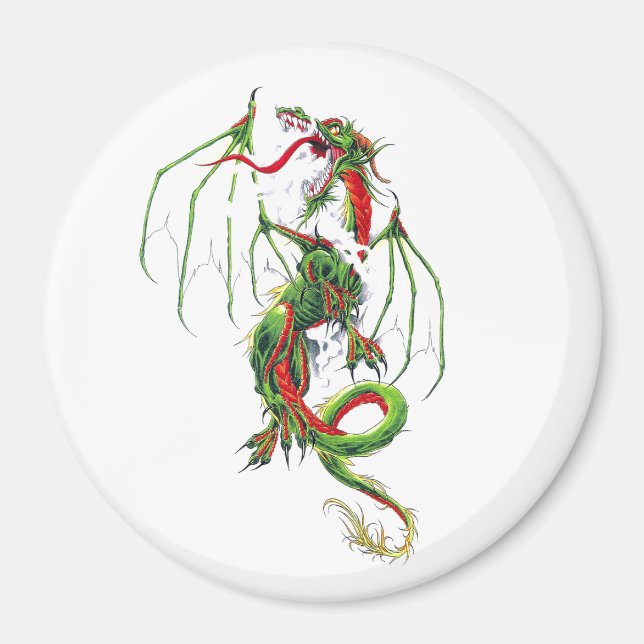 Grüner Drache des coolen Mittelalters Magnet (Vorne)