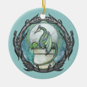 Grüner Drache Fantasy Kunst Ornament