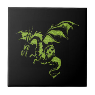 Grüner Drache Fliese