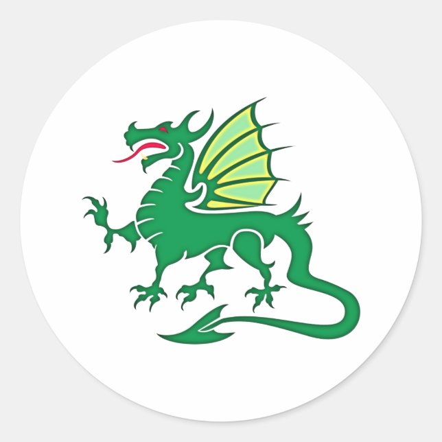 grüner Drache green dragon Runder Aufkleber (Vorderseite)