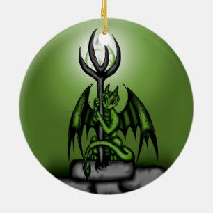 grüner Drache Keramik Ornament