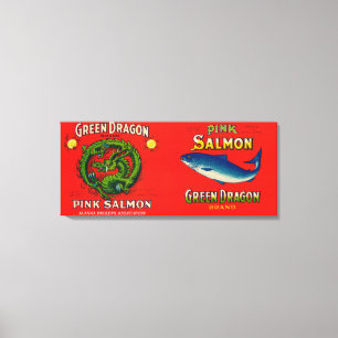 Grüner Drache-Marken-Lachs-Aufkleber Leinwanddruck
