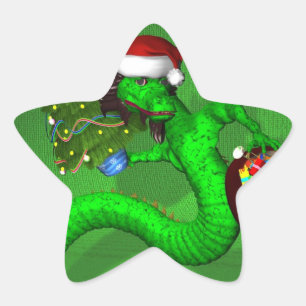 Grüner Drache Stern-Aufkleber