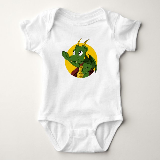 Grüner Drachenjunge Cartoon Baby Strampler (Vorderseite)