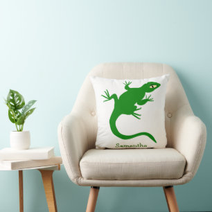 Grüner Eidechsen-Design personalisiert Kissen