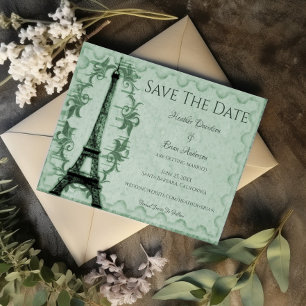 Grüner Eiffelturm Save-The-Date-Ankündigung Save The Date