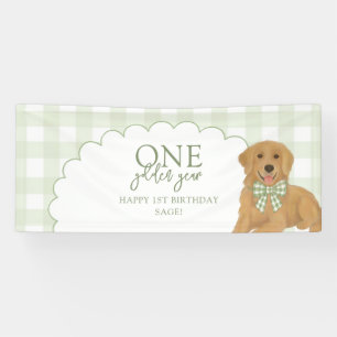 Grüner Eins Goldenes Jahr Retriever Welpe 1. Gebur Banner