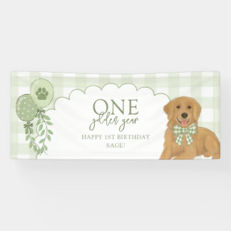 Grüner Eins Goldenes Jahr Retriever Welpe 1. Gebur Banner