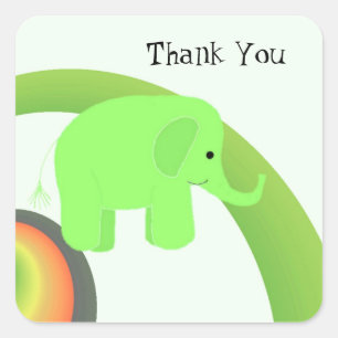 Grüner Elefant Danke Quadratischer Aufkleber