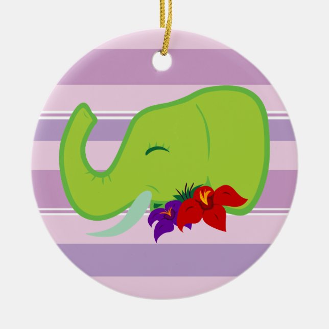 Grüner Elefant Keramik Ornament (Vorne)