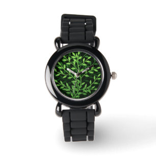 Grüner eleganter belaubter Niederlassungs-Entwurf Armbanduhr