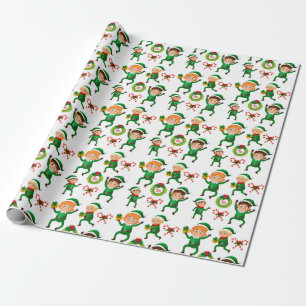 Grüner Elf Zuckerrohr Weihnachten Wasserfarbe Geschenkpapier