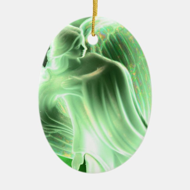 Grüner Engel mit Sprichwort - Ovale Ornamente (Vorne)