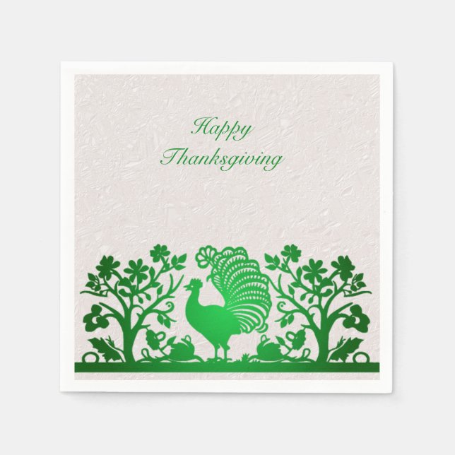 Grüner Erntedank Türkei Floral Napkins Serviette (Vorderseite)