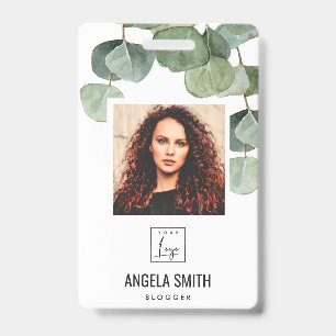 GRÜNER EUCALYPTUS MITARBEITER FOTO BARCODE NAME AUSWEIS