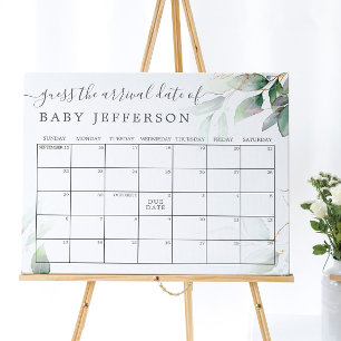 Grüner Eukalyptus-Dusch-Geburtstermin-Kalender err Poster