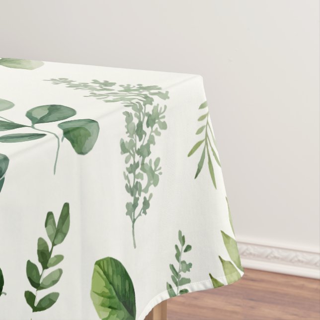 Grüner Eukalyptus Fern Botanische Wasserfarbe Tischdecke (Beispiel)
