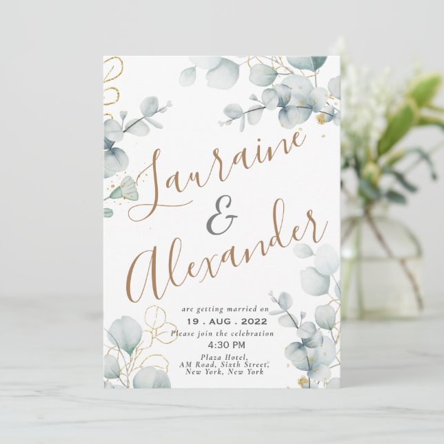 Grüner Eukalyptus-Grüngarten Einladung (Stehend Vorderseite)