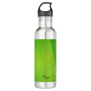 Grüner Farbverlauf Bananenblattstruktur Name Edelstahlflasche