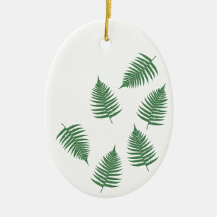 Grüner Farn Glücklicher Weihnachtsbaumschmuck Keramikornament