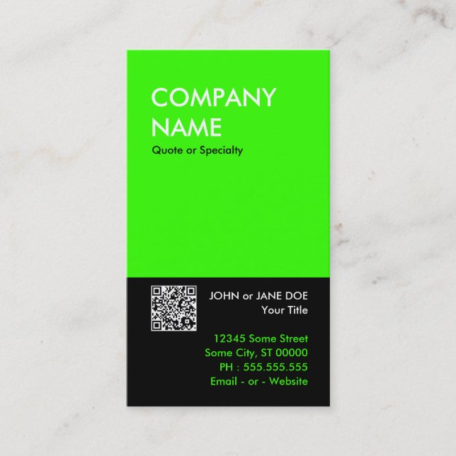 grüner, feiner Entwurf für einen eigenen QR-Code Visitenkarte (Vorderseite)