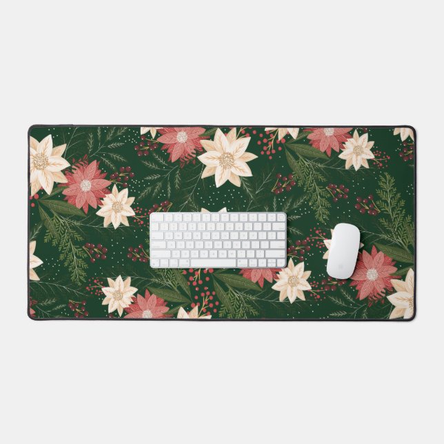 grüner festlicher botanischer Weihnachtsurlaub Schreibtischunterlage (Tastatur & Maus)