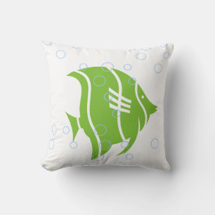 grüner Fisch auf weißem PILLOW Kissen