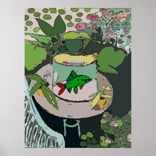 Grüner Fisch in Bowl Poster (Vorne)