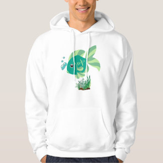 Grüner Fisch mit Blasen und Wasserfischen, Pflanze Hoodie