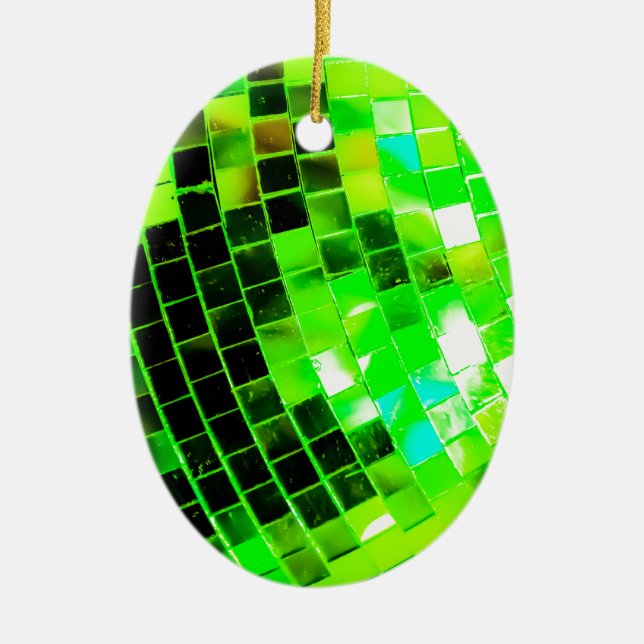 Grüner flippiger Disco-Ball Keramik Ornament (Vorne)