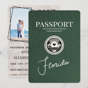 Grüner Florida Reisepass Save The Date
