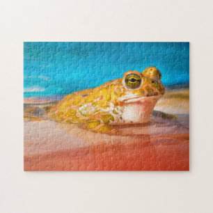 Grüner Frosch Amphibie im Wasser Foto Gemälde