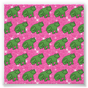 Grüner Frosch Amphibien Tiere Rosa Glitter Fantasy Fotodruck