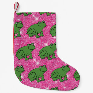 Grüner Frosch Amphibien Tiere Rosa Glitter Fantasy Kleiner Weihnachtsstrumpf