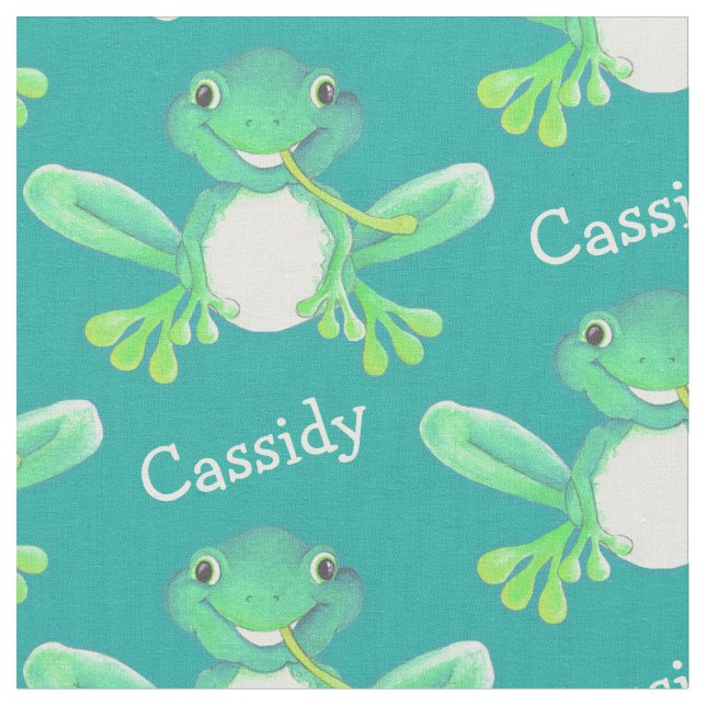 Grüner Frosch Aquarellkunst Stoff (Nahaufnahme)