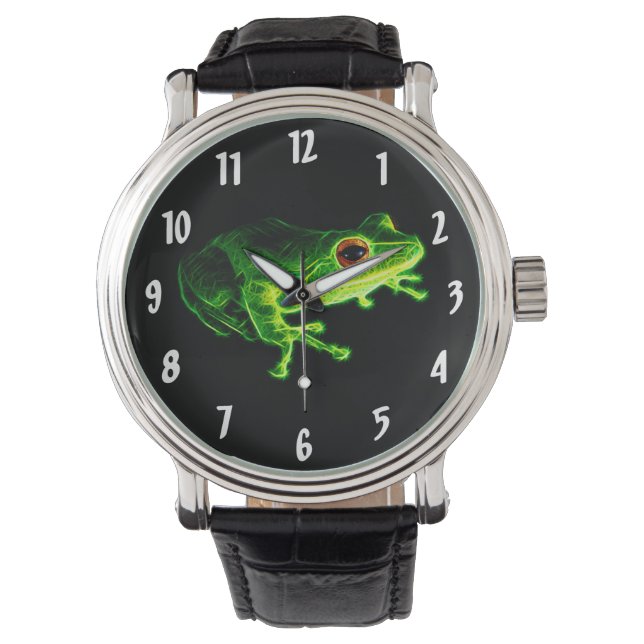 Grüner Frosch Armbanduhr (Vorderseite)