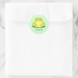 Grüner Frosch auf der Blätter Runder Aufkleber